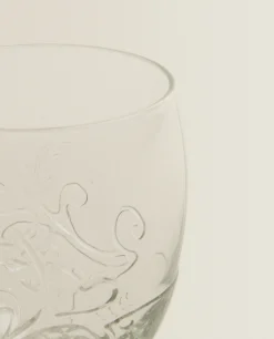 Raised Floral Design Glass Tumbler