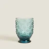 Raised Floral Design Glass Tumbler