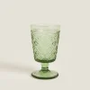 Raised Floral Design Wine Glass