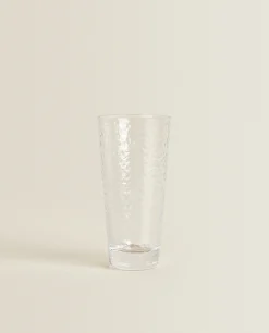 Raised-Design Glass Soft Drink Tumbler