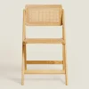 Rattan And Wood Folding Chair