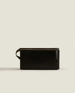 Rigid Leather Cosmetic Bag