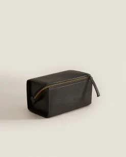 Rigid Leather Cosmetic Bag