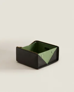 Rigid Leather Cosmetic Bag