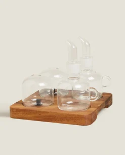 Salt And Cruet With Tray Set
