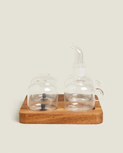 Salt And Cruet With Tray Set