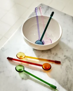 Set Of Borosilicate Glass Dessert Spoons
