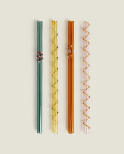 Set Of Borosilicate Glass Straws