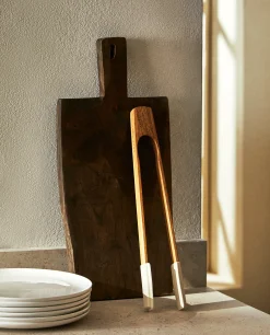 Silicone And Wooden Tongs