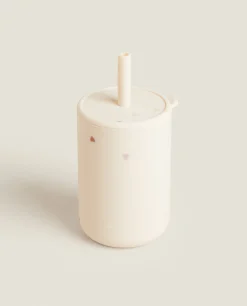 Silicone Heart Tumbler With Straw
