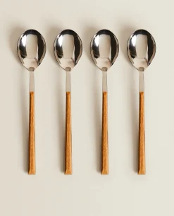 4-Spoon Box With Wood Pattern Handles