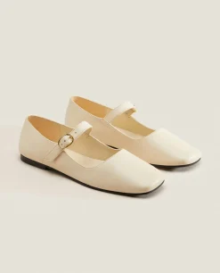 Square Toe Leather Ballet Flats