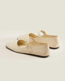 Square Toe Leather Ballet Flats