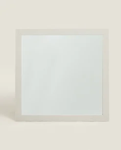 Square Wall Mirror With Linen Frame