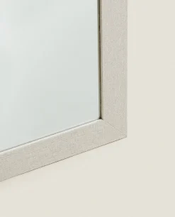 Square Wall Mirror With Linen Frame