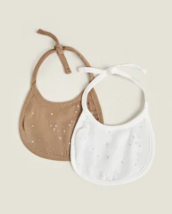 Star Print Muslin Bibs (Set Of 2)