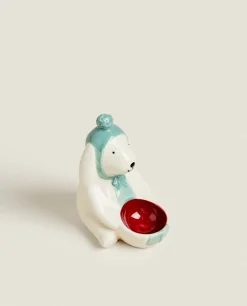 Stoneware Christmas Bunny Rabbit Egg Cup