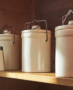 Stoneware Cylindrical Jar