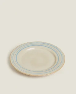 Stoneware Dinner Plate With Lines