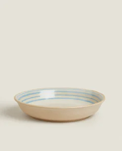 Stoneware Soup Plate With Lines