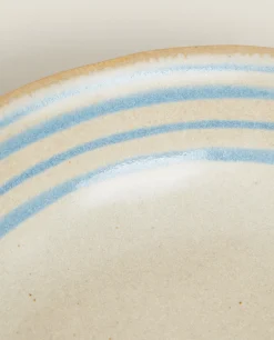 Stoneware Soup Plate With Lines