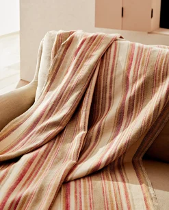 Striped Cotton And Linen Blanket