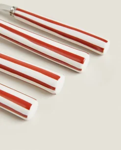 Striped Flatware Set (4 Pieces)