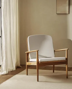 Teak And Rattan Armchair