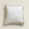 Textured Throw Pillow Cover With Linen Border