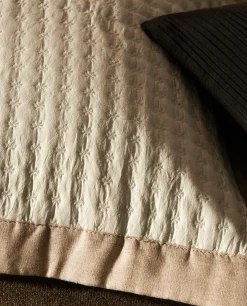 Textured Throw Pillow Cover With Linen Border