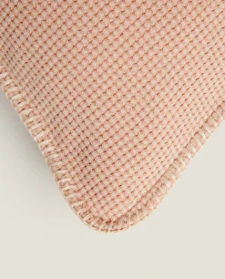 Textured Waffle-Knit Throw Pillow Cover