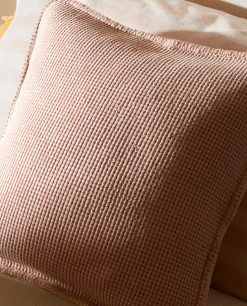 Textured Waffle-Knit Throw Pillow Cover