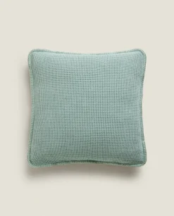 Textured Waffle-Knit Throw Pillow Cover