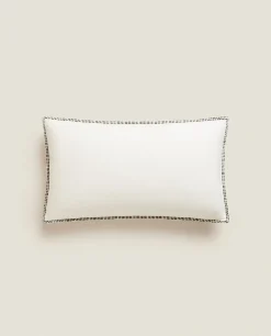 Throw Pillow Cover With Backstitching