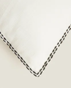 Throw Pillow Cover With Backstitching