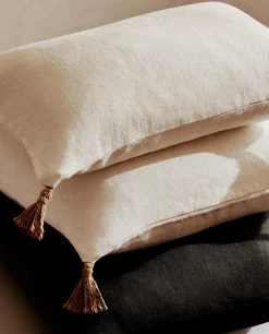 Throw Pillow Cover With Jute Tassels