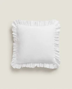 Throw Pillow Cover With Pleated Ruffle