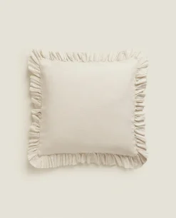 Throw Pillow Cover With Pleated Ruffle