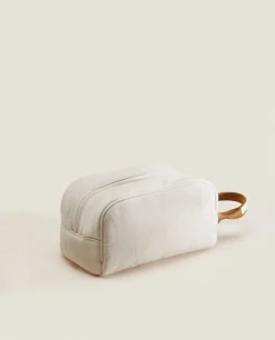 Toiletry Bag With Leather Detail