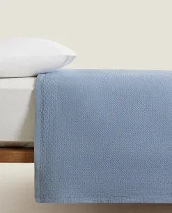 Waffle Texture Cotton Bedspread