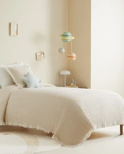 Waffle Texture Cotton Bedspread