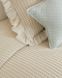 Waffle Texture Cotton Bedspread