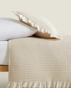 Waffle Texture Cotton Bedspread