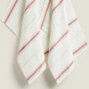 Waffle-Knit Cotton Kitchen Towel With Stripes (Pack Of 2)