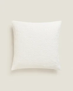 Waffle-Knit Throw Pillow Cover