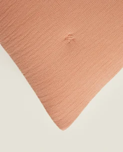 Waffle-Knit Throw Pillow Cover