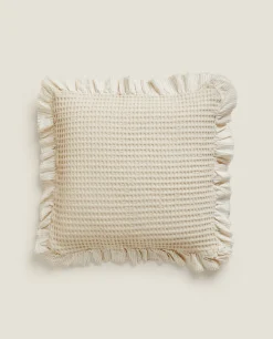 Waffle-Knit Throw Pillow Cover