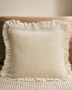 Waffle-Knit Throw Pillow Cover