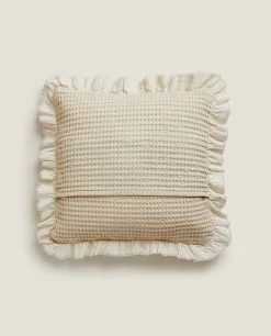 Waffle-Knit Throw Pillow Cover