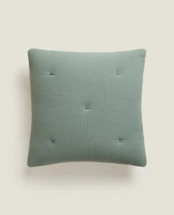 Waffle-Knit Throw Pillow Cover